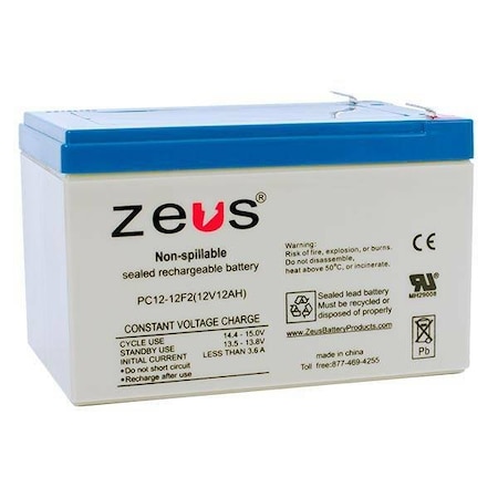 Zeus Battery Products 12Ah 12V F2 Sealed Lead Acid Battery PC12-12F2